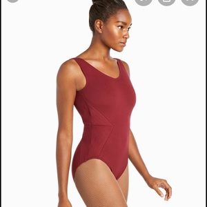 Danskin Quilted Tank Leotard-Burgundy-Adult M